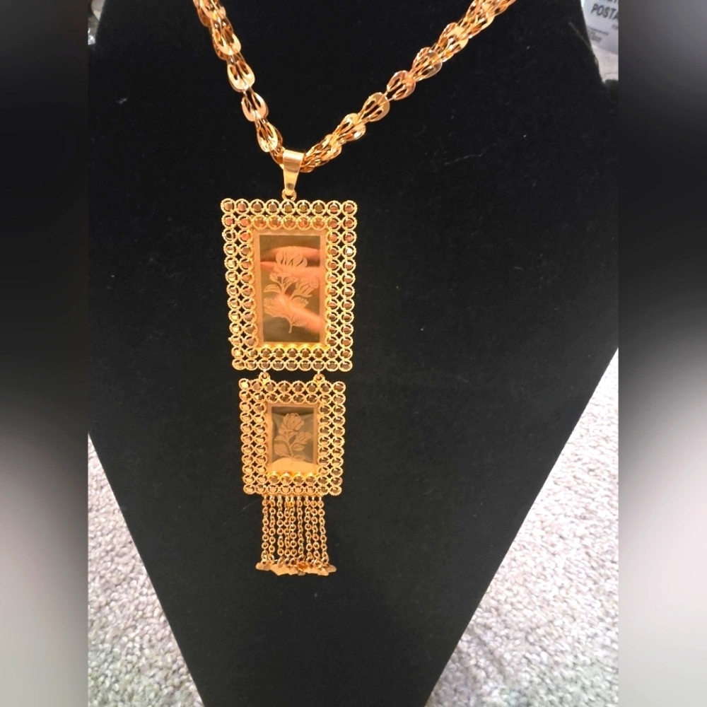 24kgp Dubai Jewelry Elegant Gold Necklace with Intricate Design
